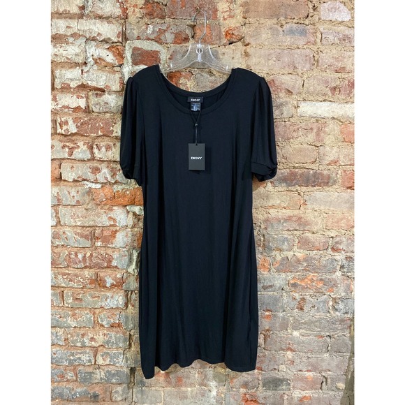 Dkny Dresses & Skirts - DKNY Black Short Sleeve Dress XL~ Tshirt Dress NWT